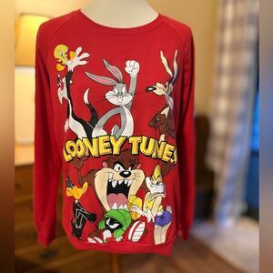 Juniors Warner Bros. Red Looney Tunes Bugs Taz Tweety Sweatshirt
